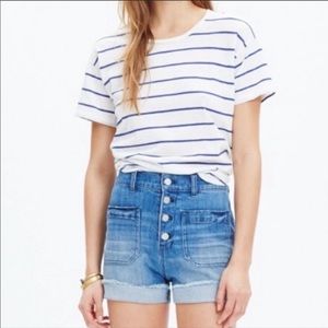 Madewell Button Front Denim High Rise Shorts New
